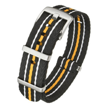 22mm Black/Orange Nylon\Woven Military Watch Strap | Chrono Straps UK