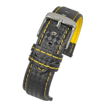 24mm Black Leather Premium Watch Strap | Chrono Straps UK