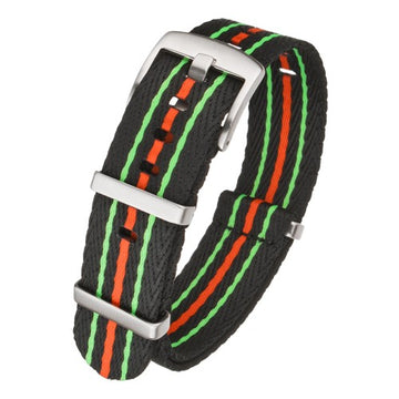 22mm Black/Red Nylon\Woven Military Watch Strap | Chrono Straps UK
