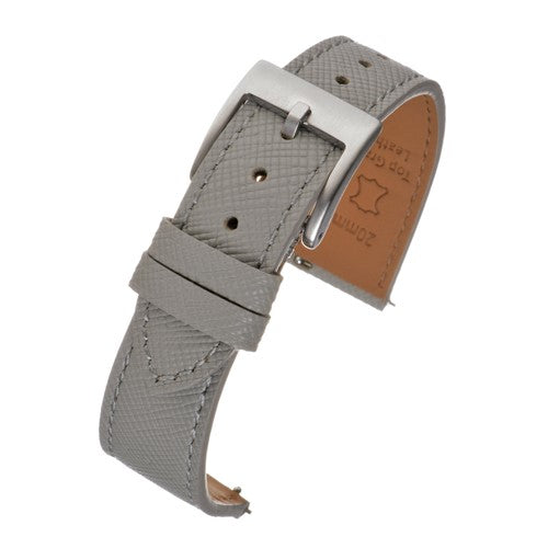 18mm Grey Leather Quick Release Watch Strap | Chrono Straps UK