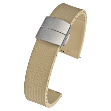 19mm Cream Rubber\Resin Quick Release Watch Strap | Chrono Straps UK