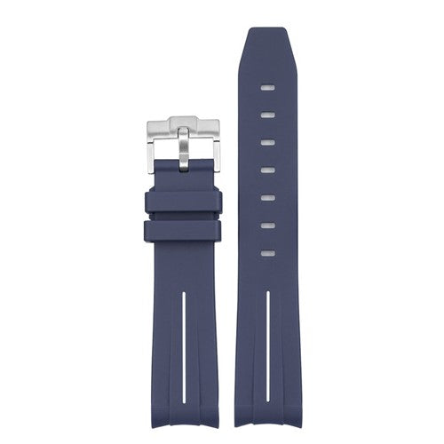 22mm Blue/White Silicone Curved End Watch Strap | Chrono Straps UK