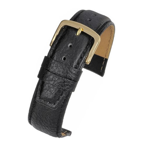 18mm Black Leather Essential Watch Strap | Chrono Straps UK