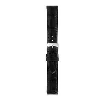 24mm Morellato Black Leather Watch Strap | Chrono Straps UK