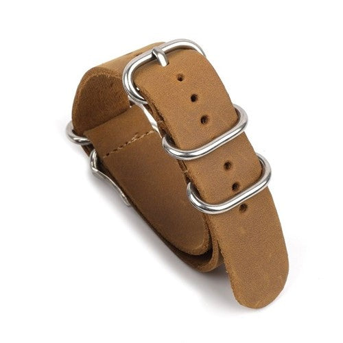 18mm Brown Leather Military Watch Strap | Chrono Straps UK