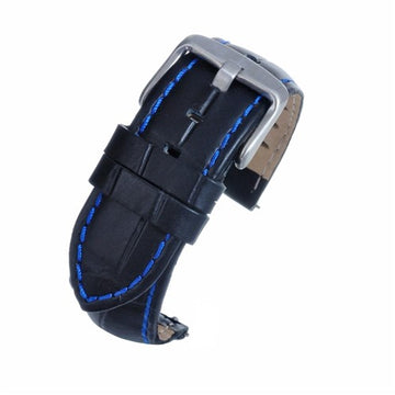20mm Black Leather Premium Watch Strap | Chrono Straps UK