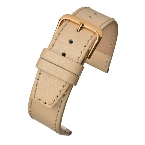 14mm Cream Leather Budget Watch Strap | Chrono Straps UK