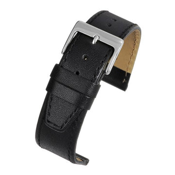 16mm Black Leather Extra Long Watch Strap | Chrono Straps UK