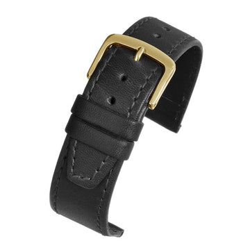 20mm Black Leather Essential Watch Strap | Chrono Straps UK
