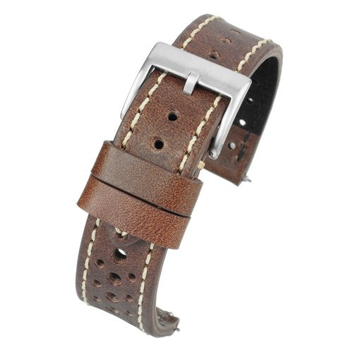 18mm Brown Leather Quick Release Watch Strap | Chrono Straps UK