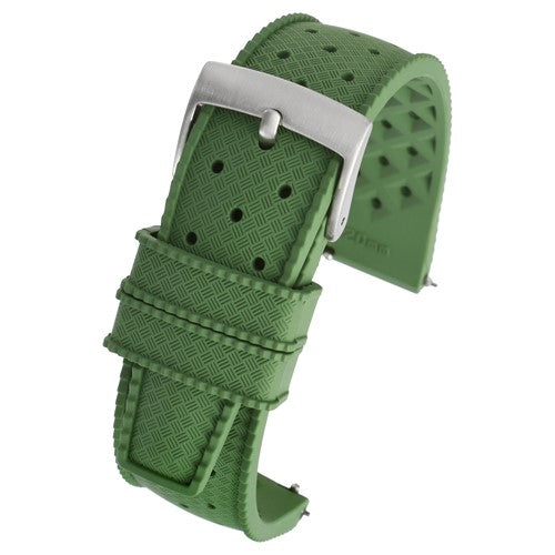 24mm Green Rubber\Resin Quick Release Watch Strap | Chrono Straps UK