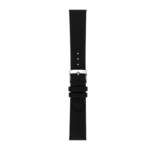22mm Morellato Black Leather Watch Strap | Chrono Straps UK