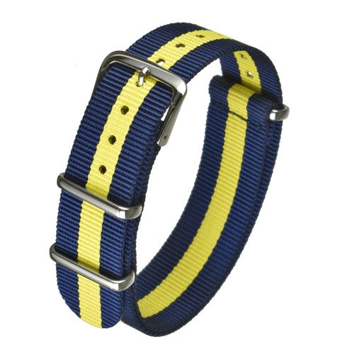 20mm Blue/Yellow Nylon\Woven Military Watch Strap | Chrono Straps UK