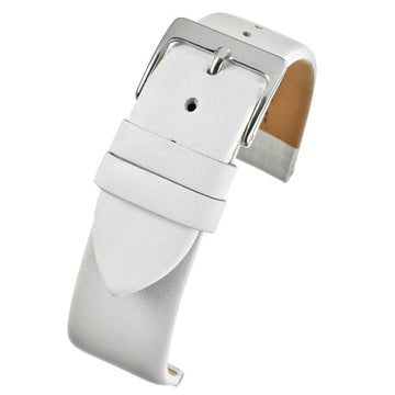 28mm White Leather Extra Long Watch Strap | Chrono Straps UK