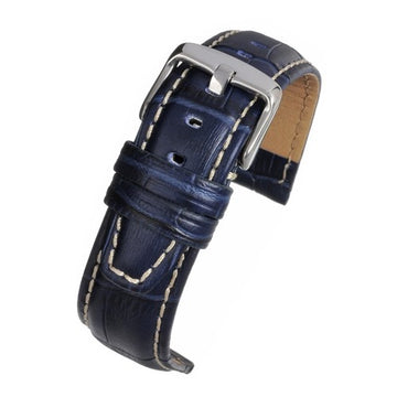 24mm Blue Leather Premium Watch Strap | Chrono Straps UK