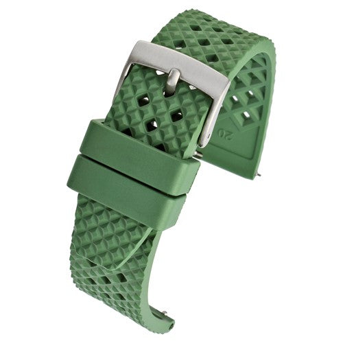 22mm Green Rubber\Resin Quick Release Watch Strap | Chrono Straps UK