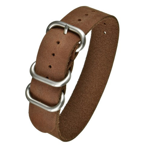20mm Brown Leather Military Watch Strap | Chrono Straps UK