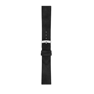 22mm Morellato Black Leather Watch Strap | Chrono Straps UK