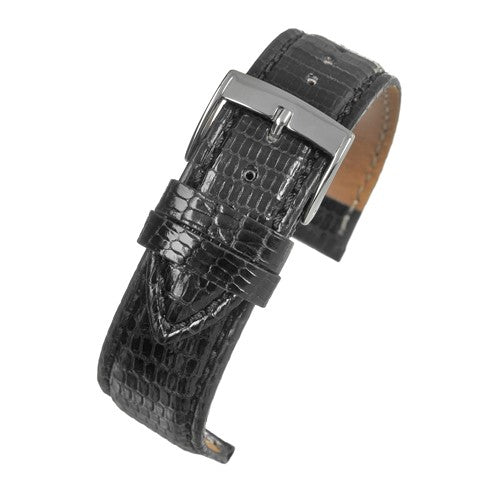 16mm Black Genuine Lizard Exotic Leather Watch Strap | Chrono Straps UK