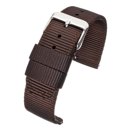 24mm Brown Nylon\Woven Quick Release Watch Strap | Chrono Straps UK