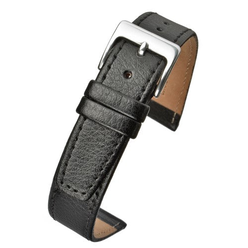 18mm Black Leather Extra Long Watch Strap | Chrono Straps UK