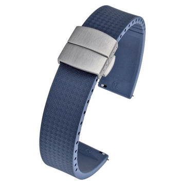 19mm Blue Rubber\Resin Quick Release Watch Strap | Chrono Straps UK