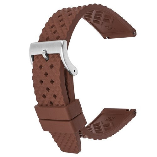18mm Brown Silicone Quick Release Watch Strap | Chrono Straps UK