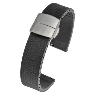 20mm Black Rubber\Resin Quick Release Watch Strap | Chrono Straps UK