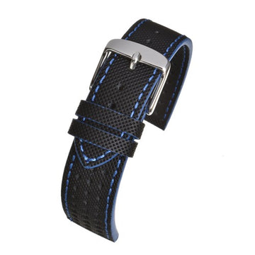 22mm Black/White Leather Premium Watch Strap | Chrono Straps UK
