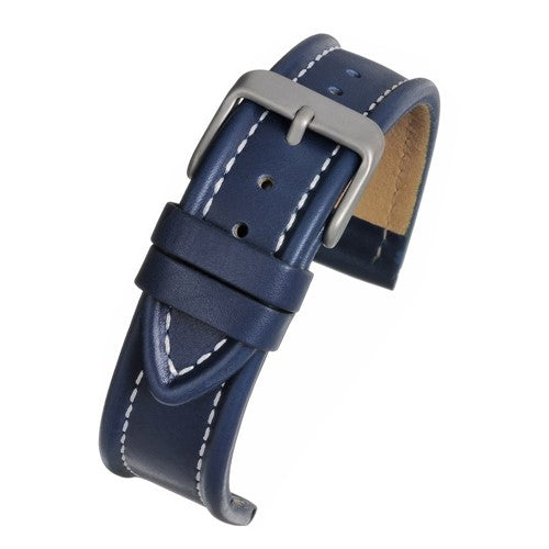 20mm Blue Leather Essential Watch Strap | Chrono Straps UK