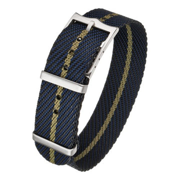 20mm Black/Blue/Green Nylon\Woven Military Watch Strap | Chrono Straps UK