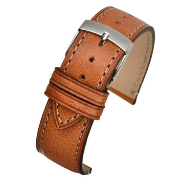 20mm Brown Leather Hand-made Watch Strap | Chrono Straps UK