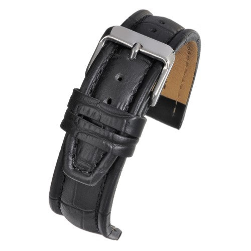 18mm Black Leather Essential Watch Strap | Chrono Straps UK