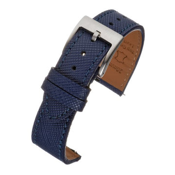 19mm Blue Leather Quick Release Watch Strap | Chrono Straps UK
