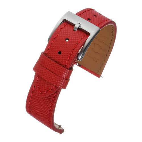 22mm Red Leather Quick Release Watch Strap | Chrono Straps UK