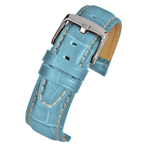 22mm Blue Leather Premium Watch Strap | Chrono Straps UK