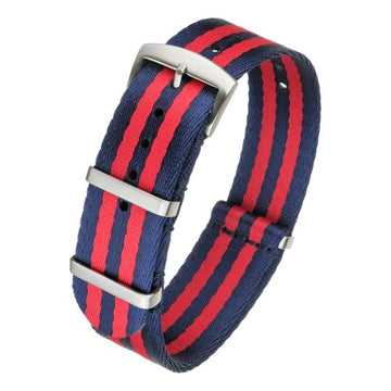 20mm Blue/Red Nylon\Woven Military Watch Strap | Chrono Straps UK
