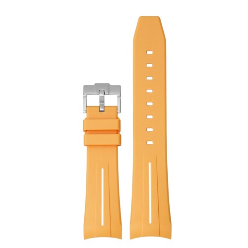 22mm Orange Silicone Curved End Watch Strap | Chrono Straps UK