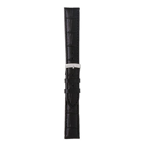 18mm Morellato Black Leather Watch Strap | Chrono Straps UK