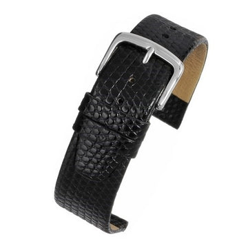 16mm Black Leather Extra Long Watch Strap | Chrono Straps UK
