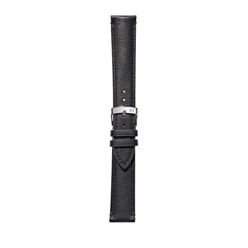 22mm Morellato Black Leather Watch Strap | Chrono Straps UK