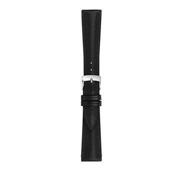 18mm Morellato Black Leather Watch Strap | Chrono Straps UK