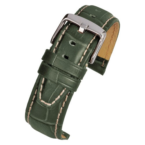 22mm Green Leather Premium Watch Strap | Chrono Straps UK