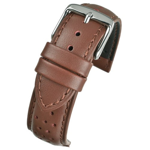 22mm Brown Leather Premium Watch Strap | Chrono Straps UK