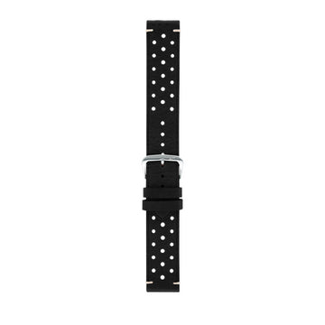 22mm Morellato Black Leather Watch Strap | Chrono Straps UK