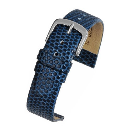 18mm Blue Leather Essential Watch Strap | Chrono Straps UK