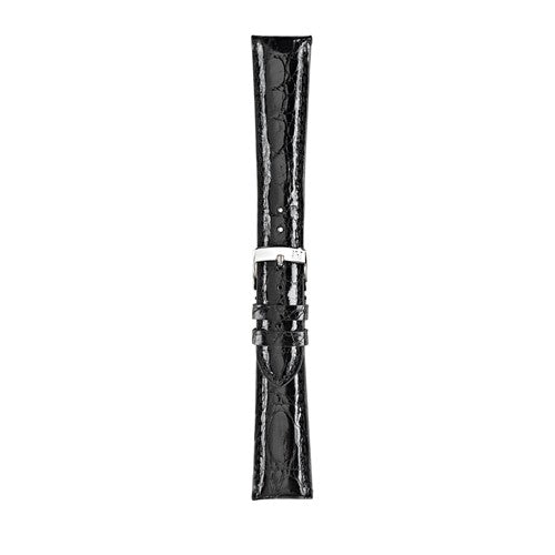 16mm Morellato Black Genuine Crocodile Watch Strap | Chrono Straps UK