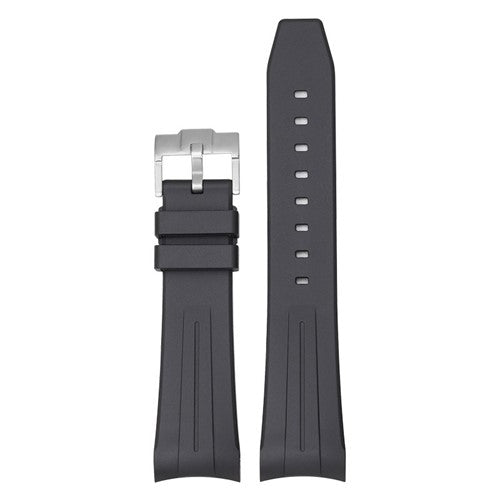 22mm Black Silicone Curved End Watch Strap | Chrono Straps UK