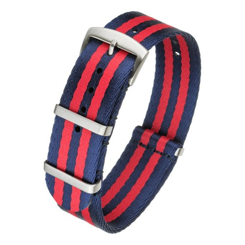 22mm Blue/Red Nylon\Woven Military Watch Strap | Chrono Straps UK