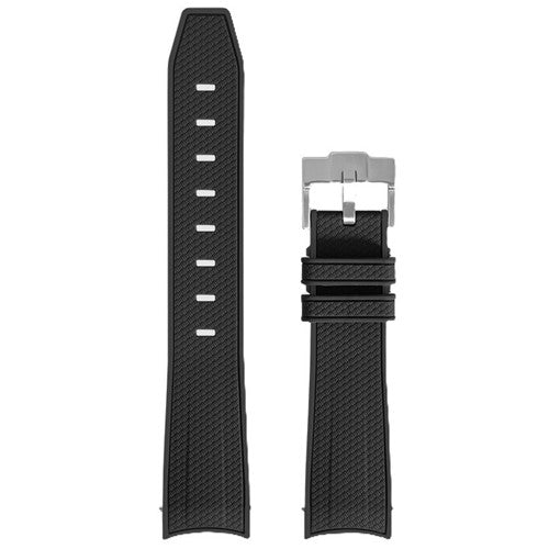20mm Black Silicone Curved End Watch Strap | Chrono Straps UK